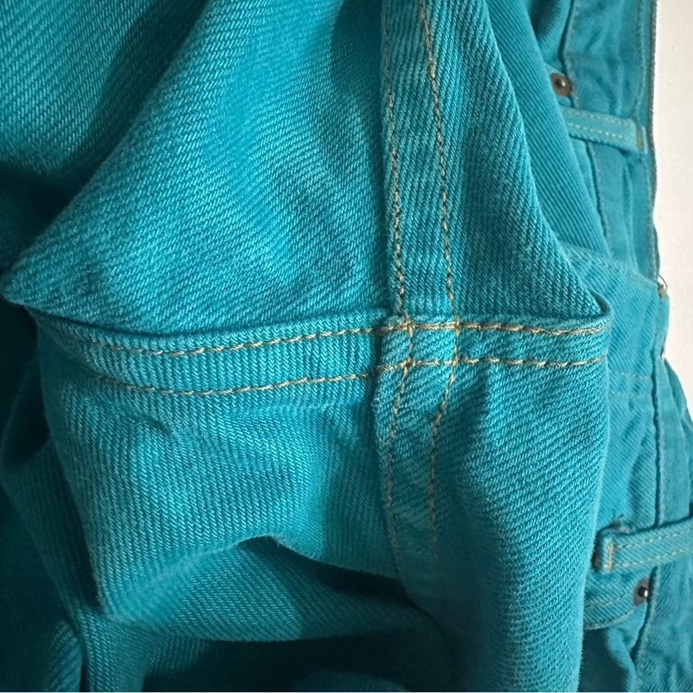 Guess by George Marciano Vintage 80’s Turquoise Teal Denim Jeans Size 32 - Picture 7 of 10